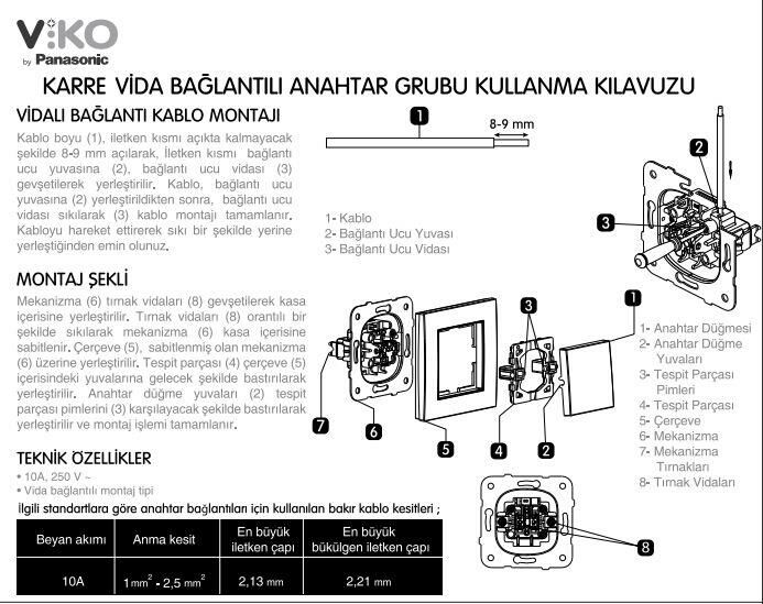 Viko Karre Beyaz Tekli Anahtar – Çerçeveli, 10A 250V, Sıva Altı – Modern Beyaz Tasarım