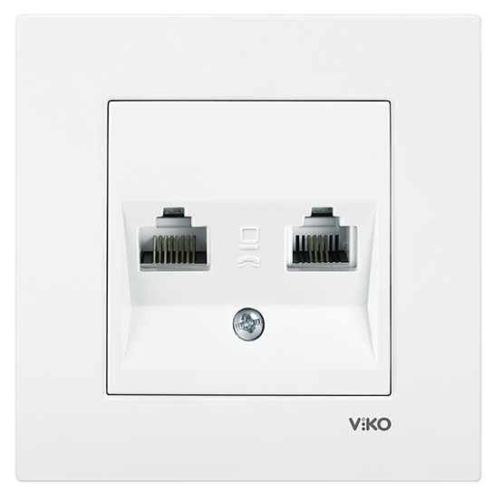 Viko Karre Beyaz Data+Numeris Priz Cat5+Rj11 Çerçeve Dahil