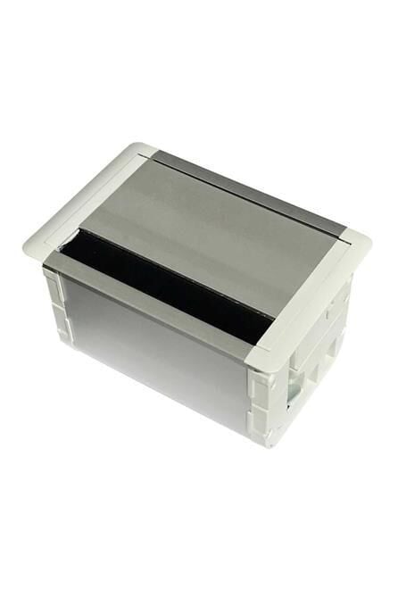 12 Modül Kapaklı Masa Üstü Priz Kutusu Aluminyum Kapaklı