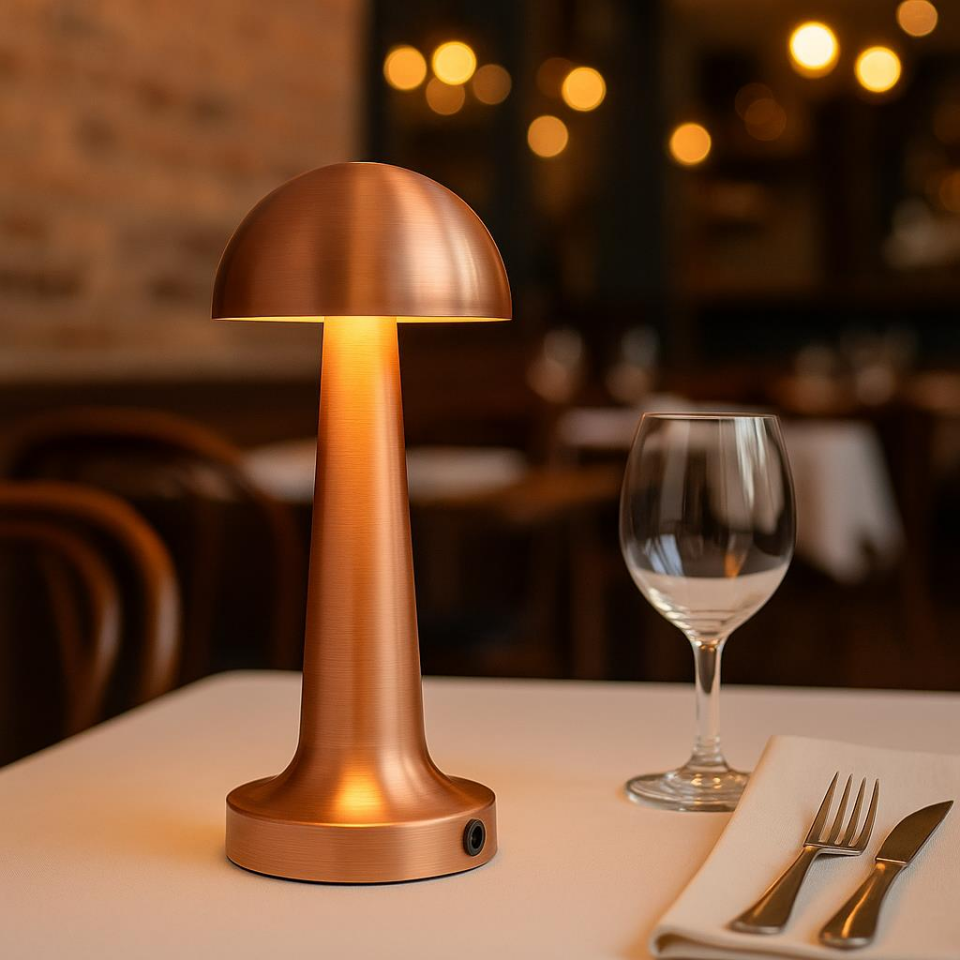 CATA CT-8430 Lizbon Bronz Masa Lambası – Şarjlı, Dokunmatik, 3 Renk Modlu, 1500 mAh Pil – Cafe, Otel ve Ev İçin Dekoratif Aydınlatma