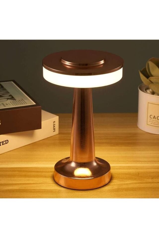 Cata CT-8435 Oslo USB Şarjlı 3 Renk Dokunmatik Masa Lambası – Bronz Metal Gövde