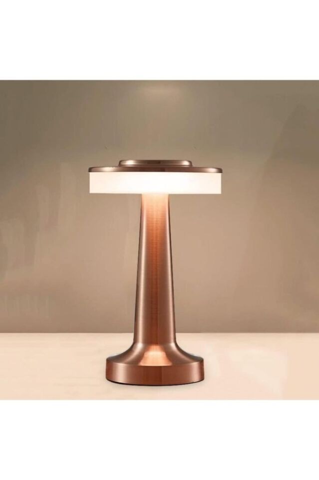 Cata CT-8435 Oslo USB Şarjlı 3 Renk Dokunmatik Masa Lambası – Bronz Metal Gövde