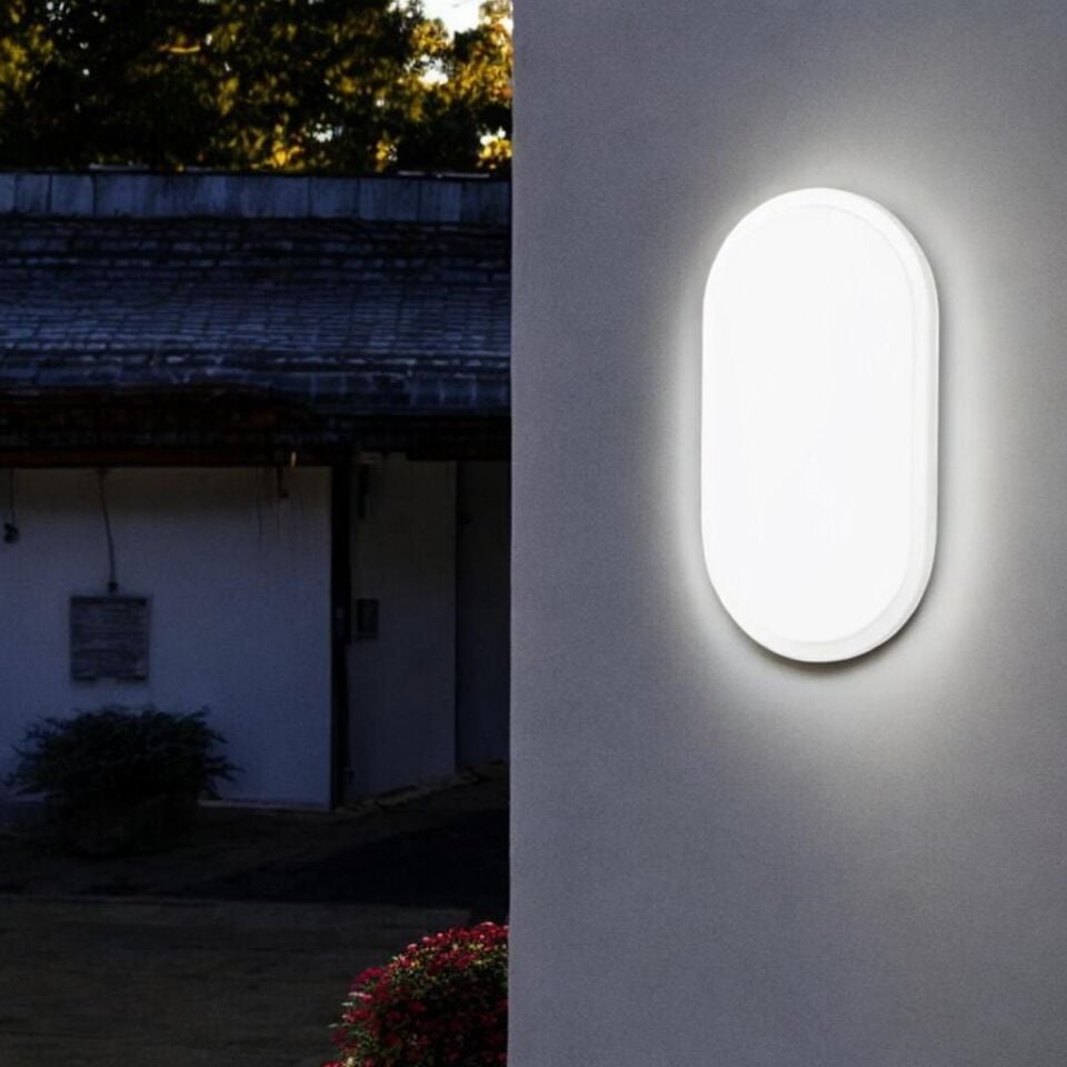 Horoz Aydos 20W Oval Beyaz Led Nem Su Geçirmez Banyo Bahçe Balkon Tavan Duvar Lambası Beyaz Işık