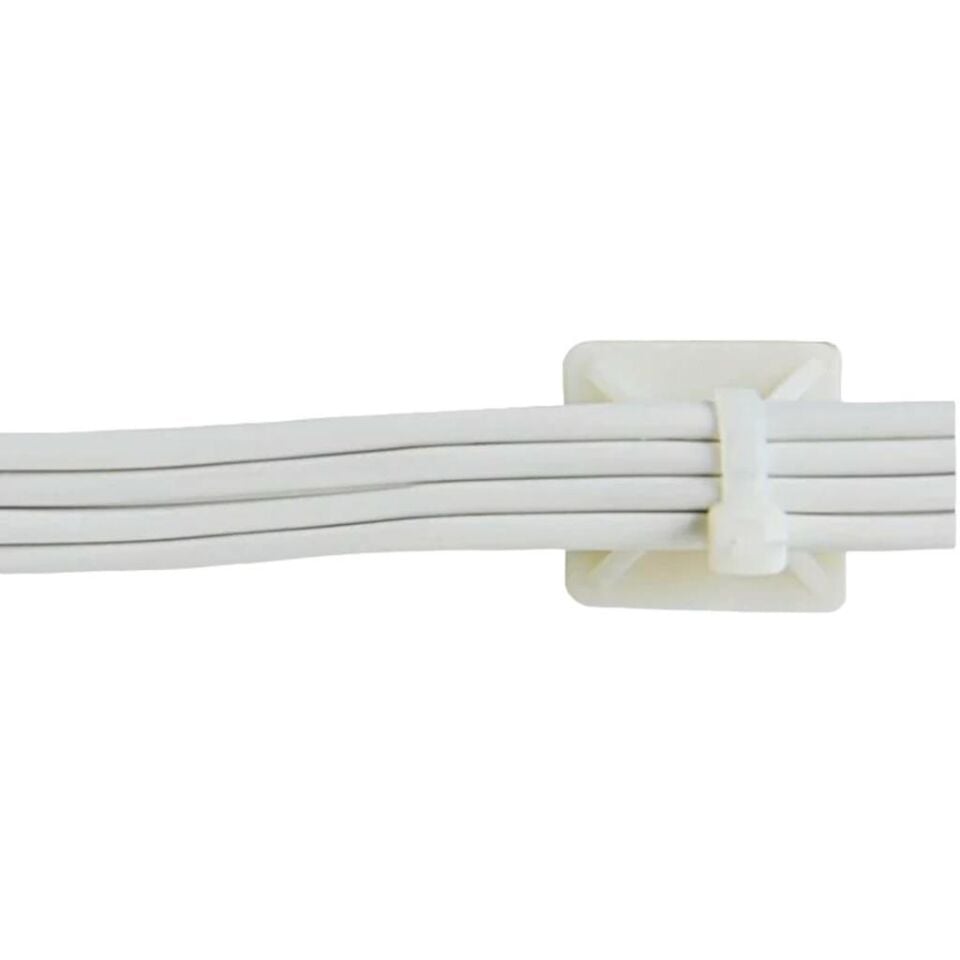 Çetsan Yapışkanlı Kroşe 19x19 mm-100 Adet Kablo Bağı Kroşesi Yapışkanlı
