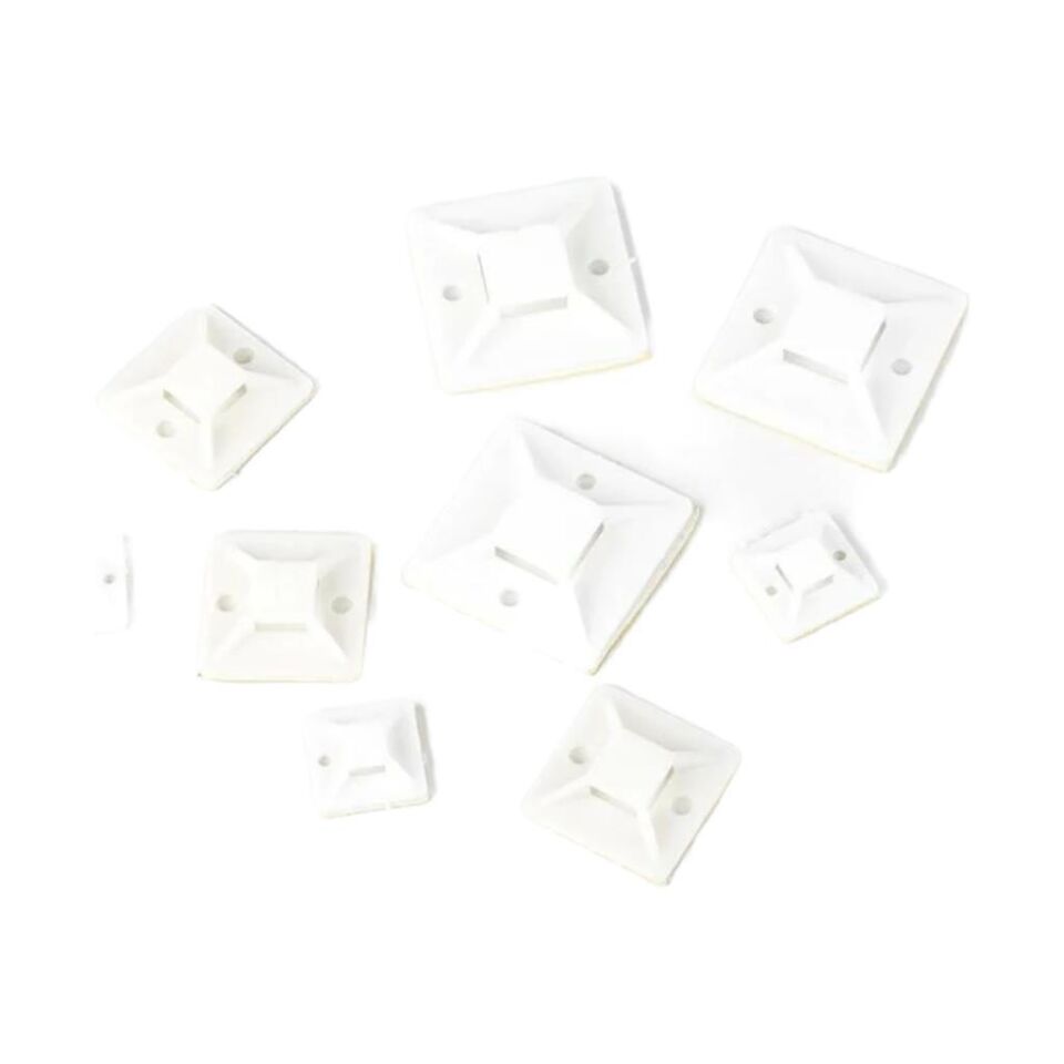 Çetsan Yapışkanlı Kroşe 28x28 mm-100 Adet Kablo Bağı Kroşesi Yapışkanlı