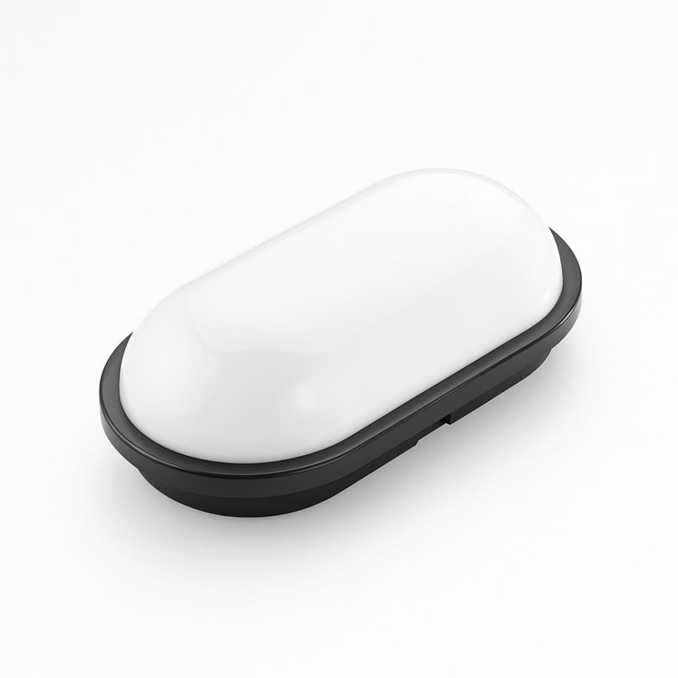 Horoz Aydos 20W Oval Siyah LED Tavan ve Duvar Lambası | 6500K Beyaz Işık | IP65 Su ve Toz Geçirmez Banyo, Bahçe, Garaj Aydınlatma Armatürü