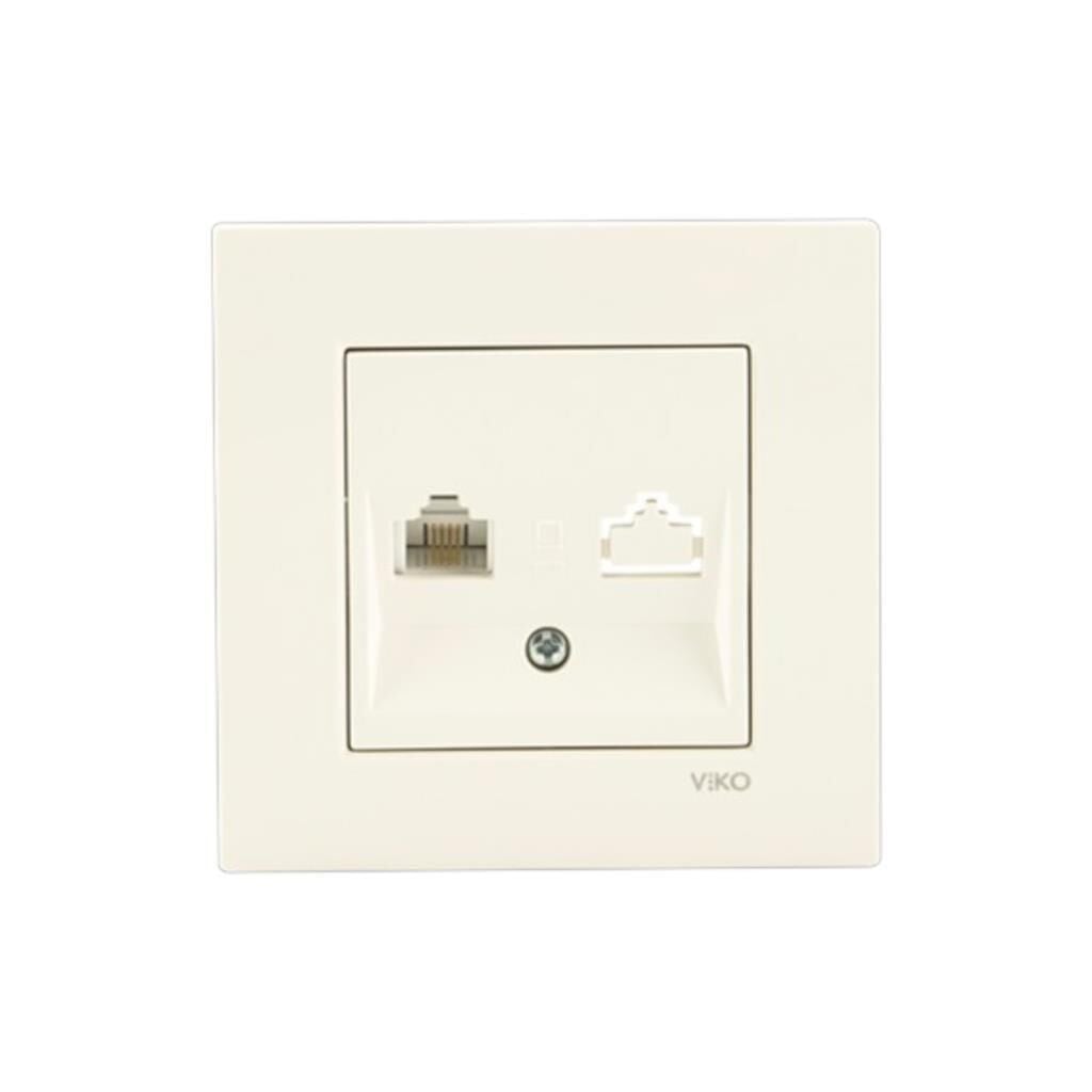 Viko Karre Krem Numeris Telefon Prizi Tekli (Cat3) Çerçeve Dahil