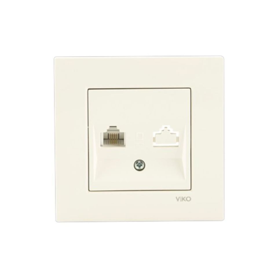 Viko Karre Krem Numeris Telefon Prizi Tekli (Cat3) Çerçeve Dahil