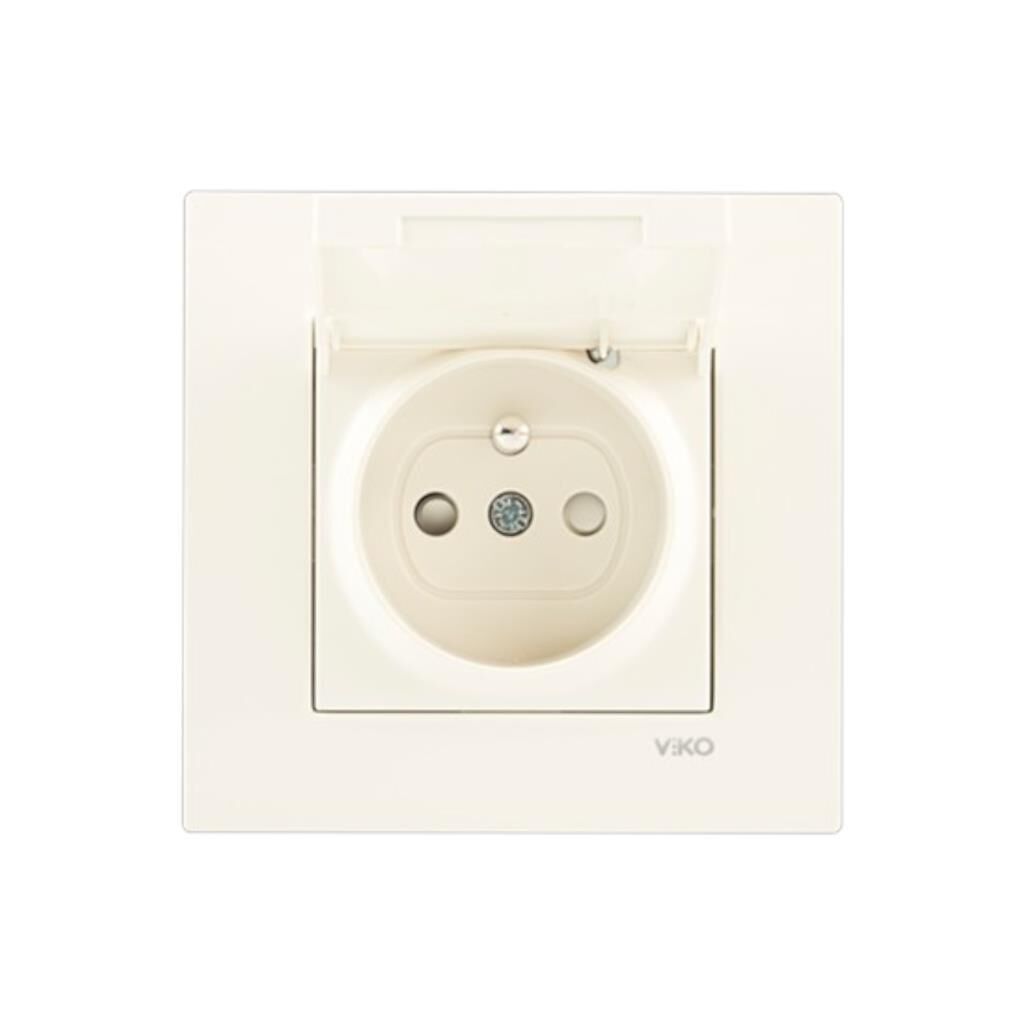 Viko Karre Krem Kapaklı Topraklı Priz Çerçeve Dahil