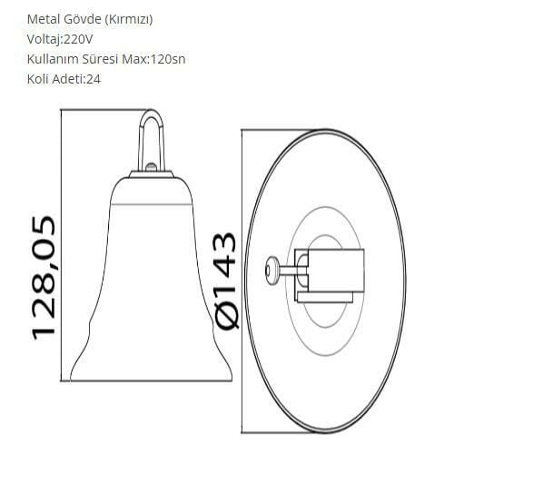 Selda 220V Kampana Zil Okul Çanı