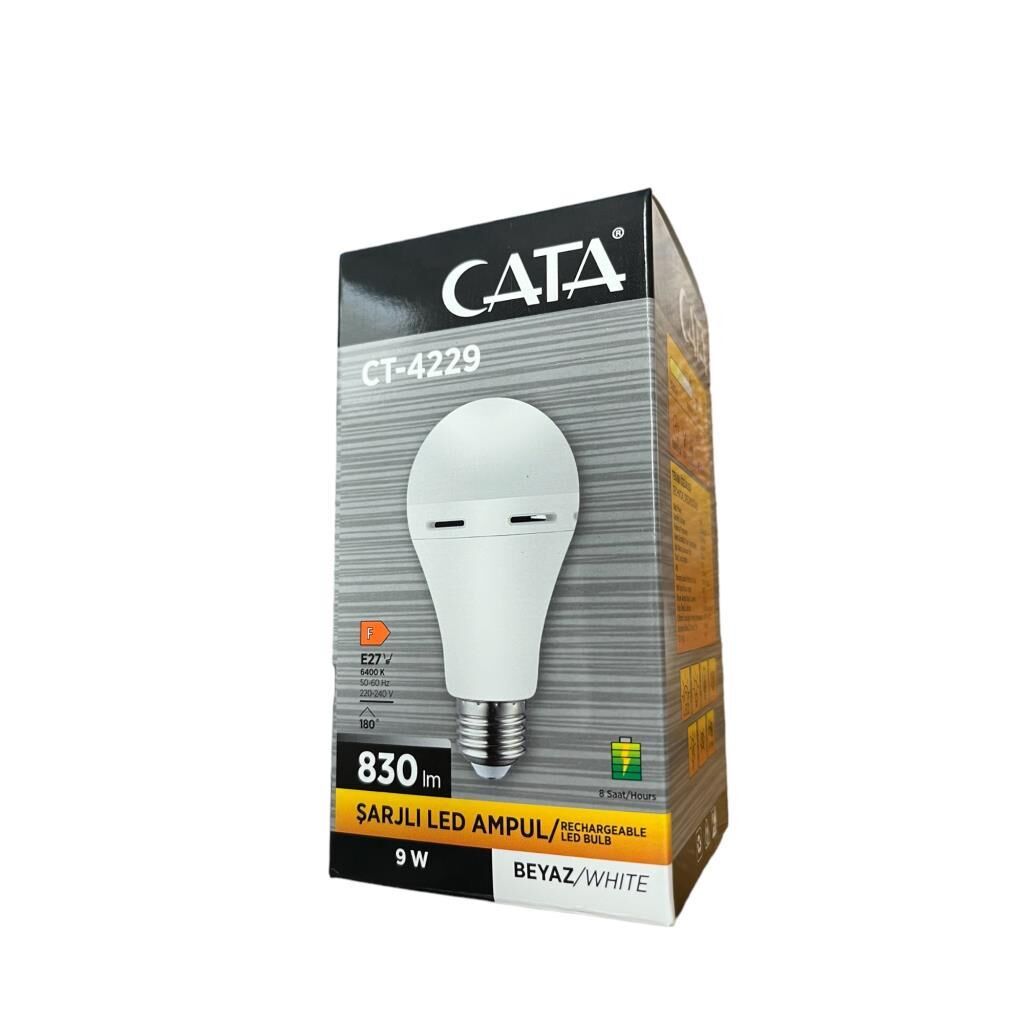 Cata 9 Watt Şarjlı Led Ampul Beyaz Işık E-27 Duylu