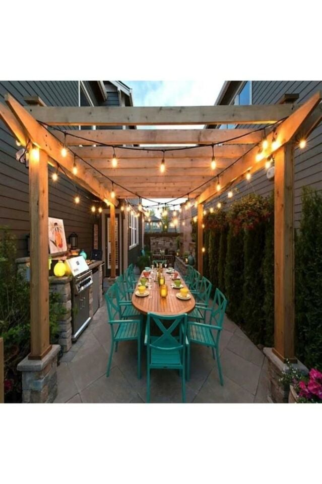 5 Duylu Birbirine Eklenebilir 5 Mt Cata Sarmaşık Dış Mekan Bahçe Aydınlatma Armatürü E27 Ip64