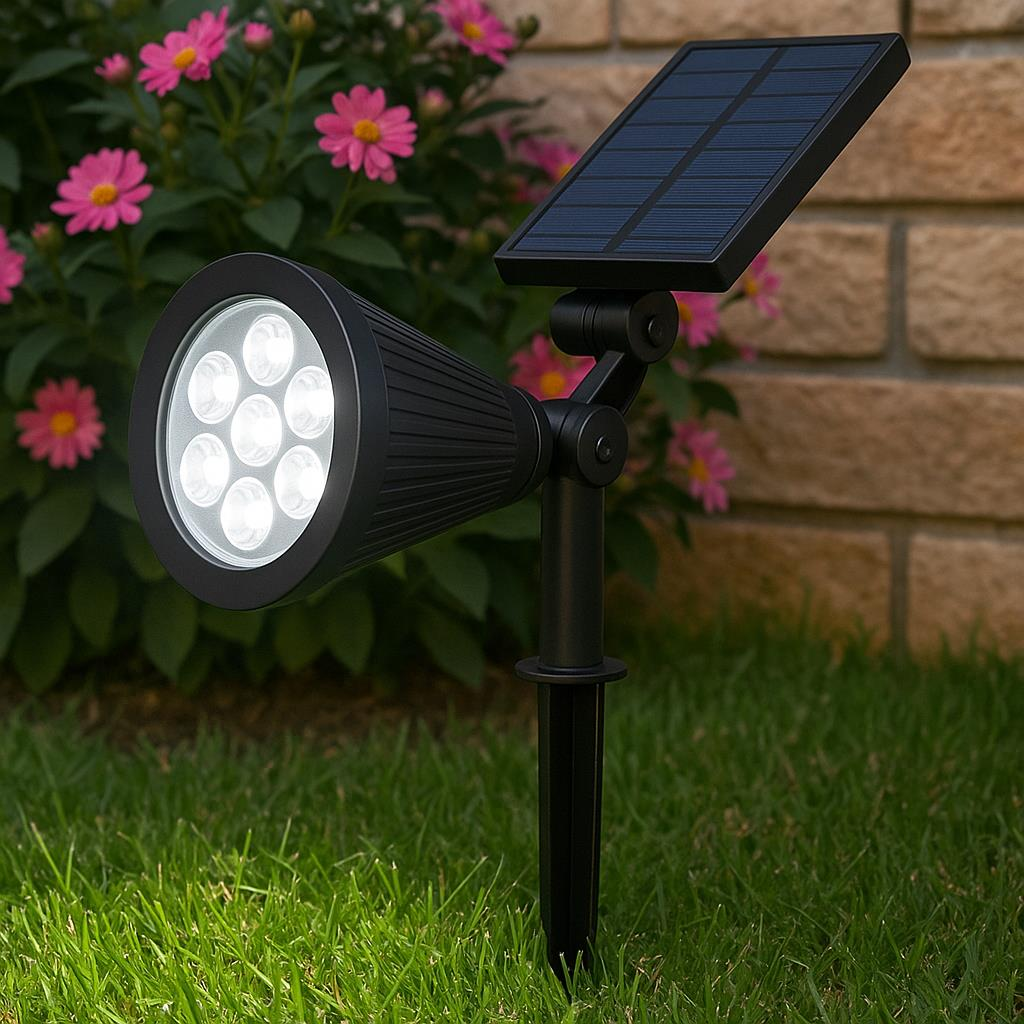 Cata CT-7310 7W Solar LED Bahçe Armatürü 6400K Beyaz Işık | 7 LED 90 Lümen | IP65 Su Geçirmez | Kazıklı & Duvar Montajlı Güneş Enerjili Çim Aydınlatma