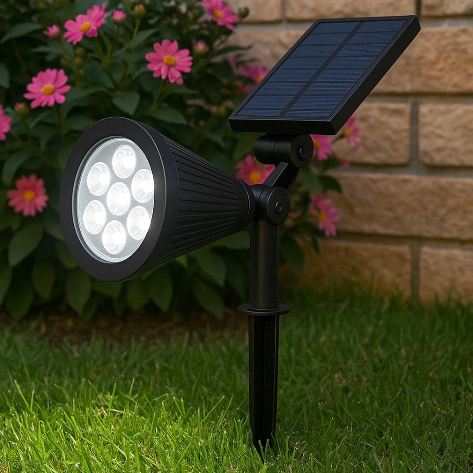 Cata CT-73-10 7W Solar LED Bahçe Armatürü 6400K Beyaz Işık | 7 LED 90 Lümen | IP65 Su Geçirmez | Kazıklı & Duvar Montajlı Güneş Enerjili Çim Aydınlatma