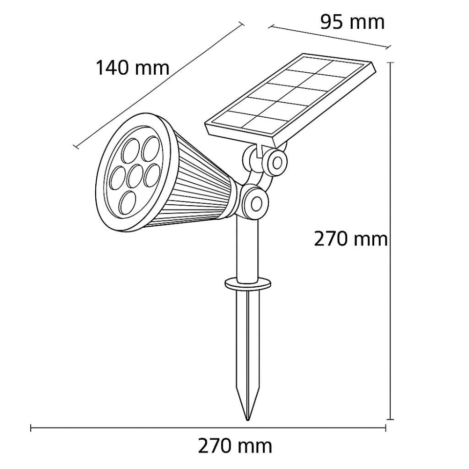 Cata CT-73-10 7W Solar LED Bahçe Armatürü 6400K Beyaz Işık | 7 LED 90 Lümen | IP65 Su Geçirmez | Kazıklı & Duvar Montajlı Güneş Enerjili Çim Aydınlatma