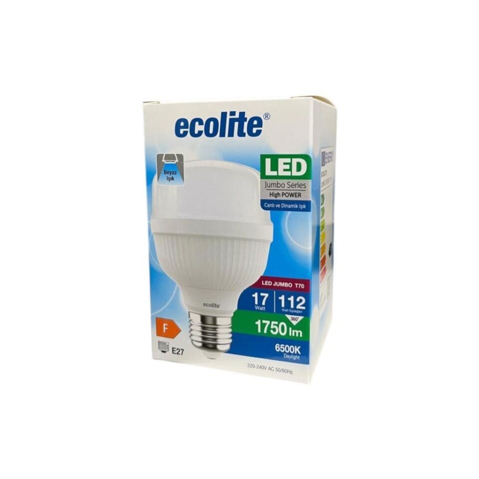 Ecolite 17W Jumbo LED Ampul 6500K Beyaz Işık E27 – 1750 Lümen Yüksek Parlaklık (112W Eşdeğer)