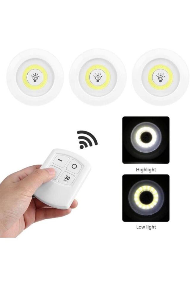 Uzaktan Kumandalı 3’lü Set Hero Led Kabin Led Mutfak Tezgah Banyo Dolap Aydınlatma Gece Lambası