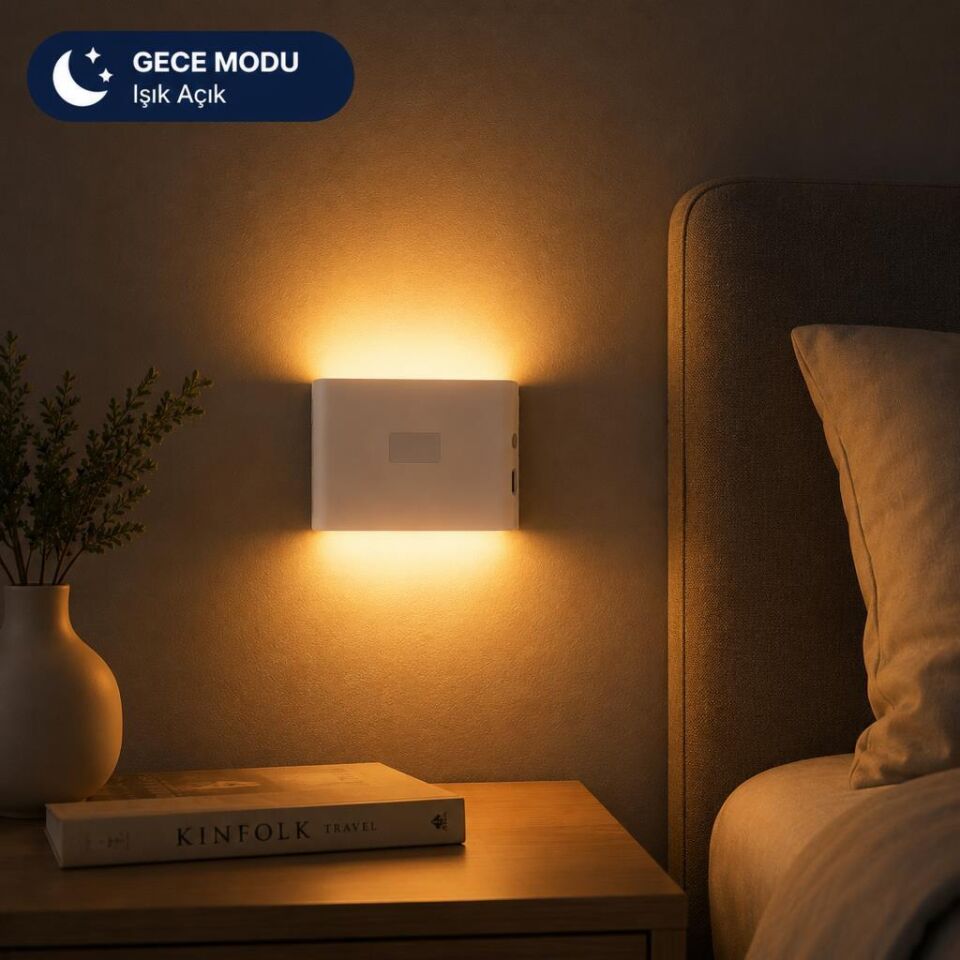 Sensörlü Led Aplik Mıknatıslı Şarjlı İki Yönlü Hero Led Beril Koridor Merdiven Aydınlatma