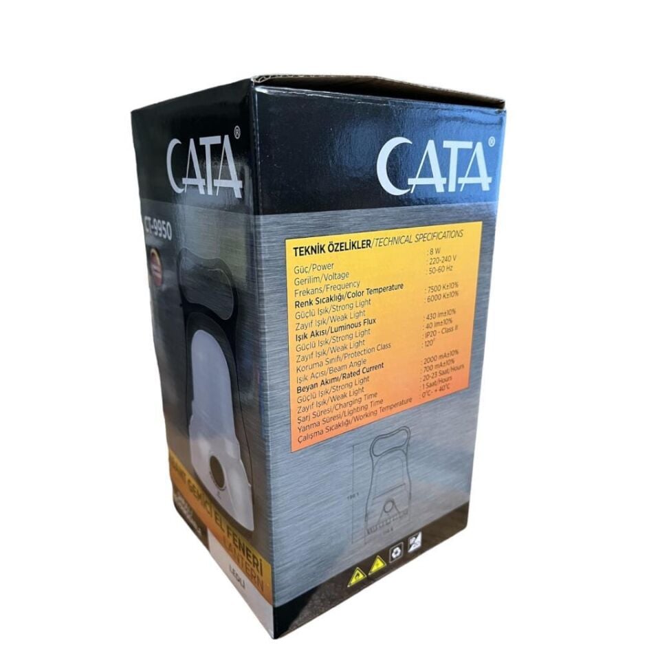 CATA CT-9950 Abant Gemici Tipi El Feneri | 8W Şarjlı LED Fener, Yüksek Işık Gücü, Taşınabilir El Tipi Aydınlatma