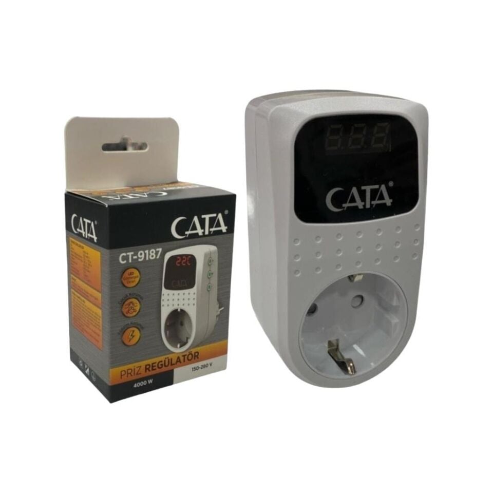 CATA CT-9187 Akım Korumalı Priz Regülatör | 16A 4000W | Gerilim Koruma, Düşük Voltaj Koruması, Elektrikli Cihazlar İçin Güvenlik Prizi