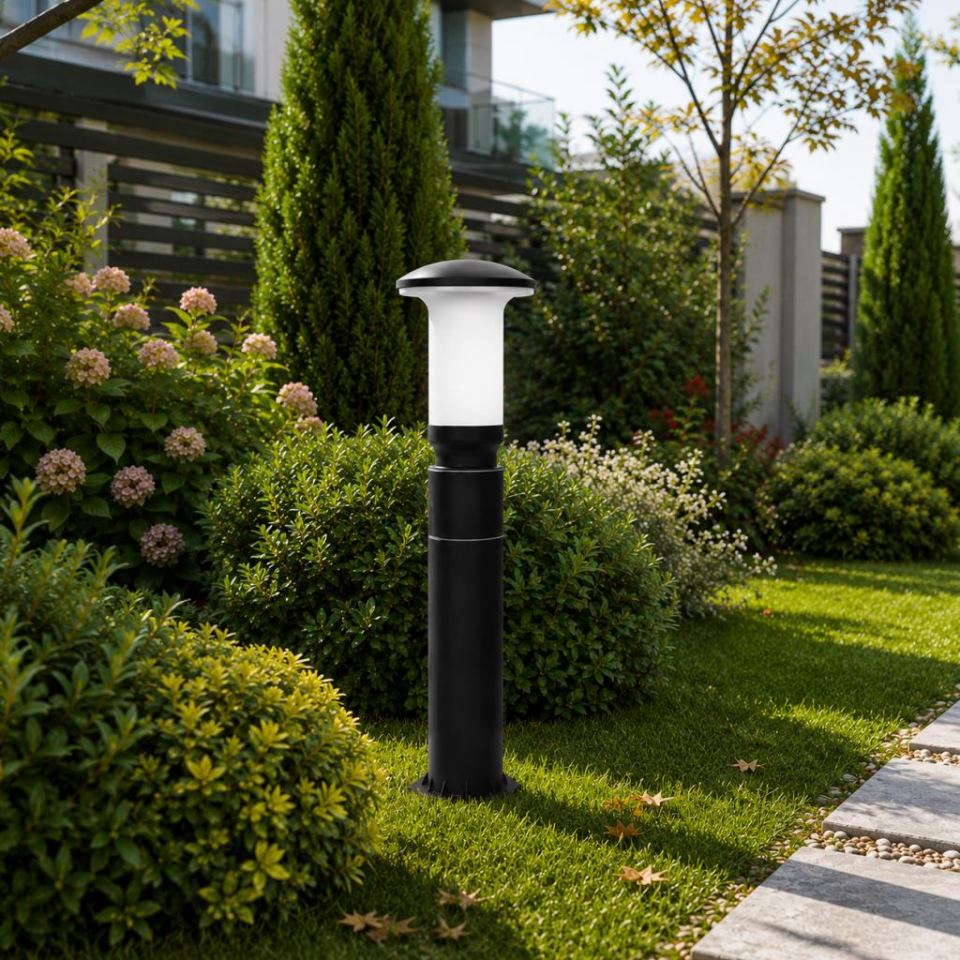 Zita Mantar Serisi 60 cm Set Üstü Bahçe Aydınlatma Direği – E27 Duylu, IP54 Koruma, Siyah