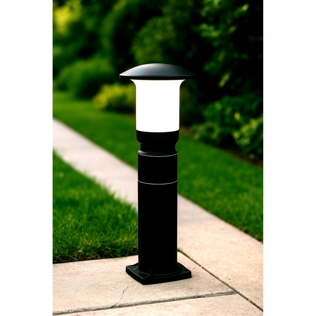 Zita Mantar Serisi 60 cm Set Üstü Bahçe Aydınlatma Direği – E27 Duylu, IP54 Koruma, Siyah
