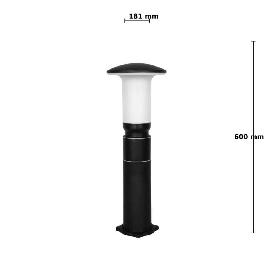 Zita Mantar Serisi 60 cm Set Üstü Bahçe Aydınlatma Direği – E27 Duylu, IP54 Koruma, Siyah