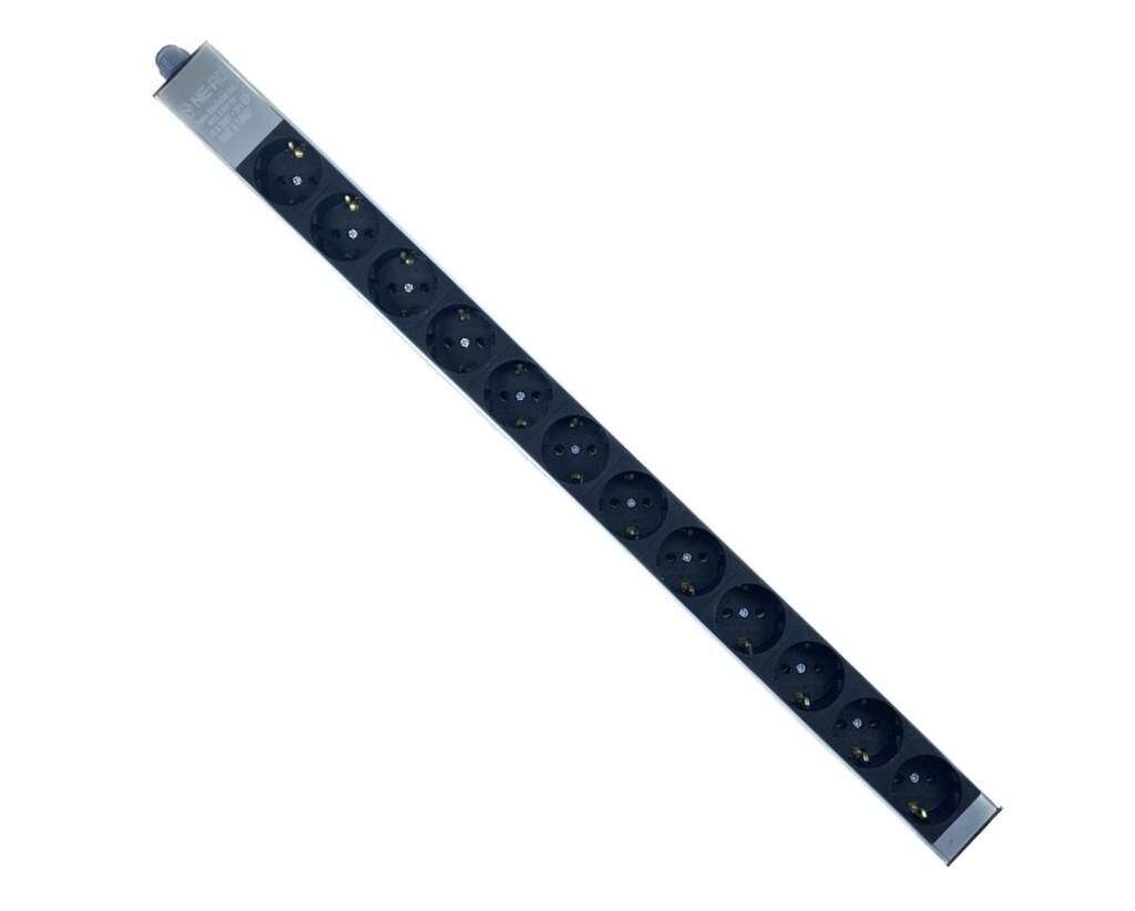NE-AD 7038 12’li Alüminyum Gövdeli Grup Priz – Kablosuz, 16A 250V 4000W, Gümüş/Siyah, Dayanıklı ve Şık Tasarım