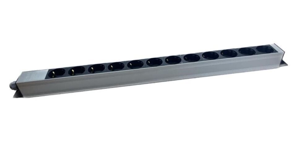 NE-AD 7038 12’li Alüminyum Gövdeli Grup Priz – Kablosuz, 16A 250V 4000W, Gümüş/Siyah, Dayanıklı ve Şık Tasarım