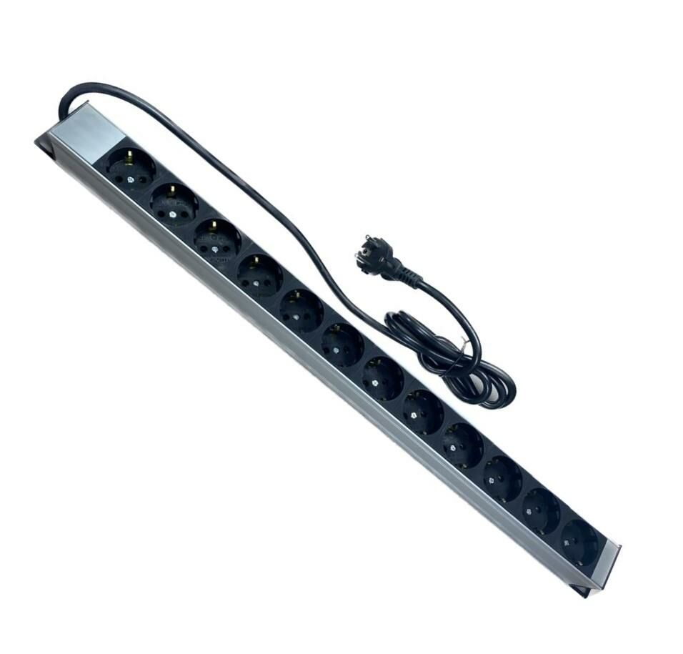 NE-AD 7040 12’li Alüminyum Gövdeli Grup Priz – 1,5 Metre Kablo, 16A 250V 4000W, Gümüş/Siyah, Dayanıklı ve Şık Tasarım