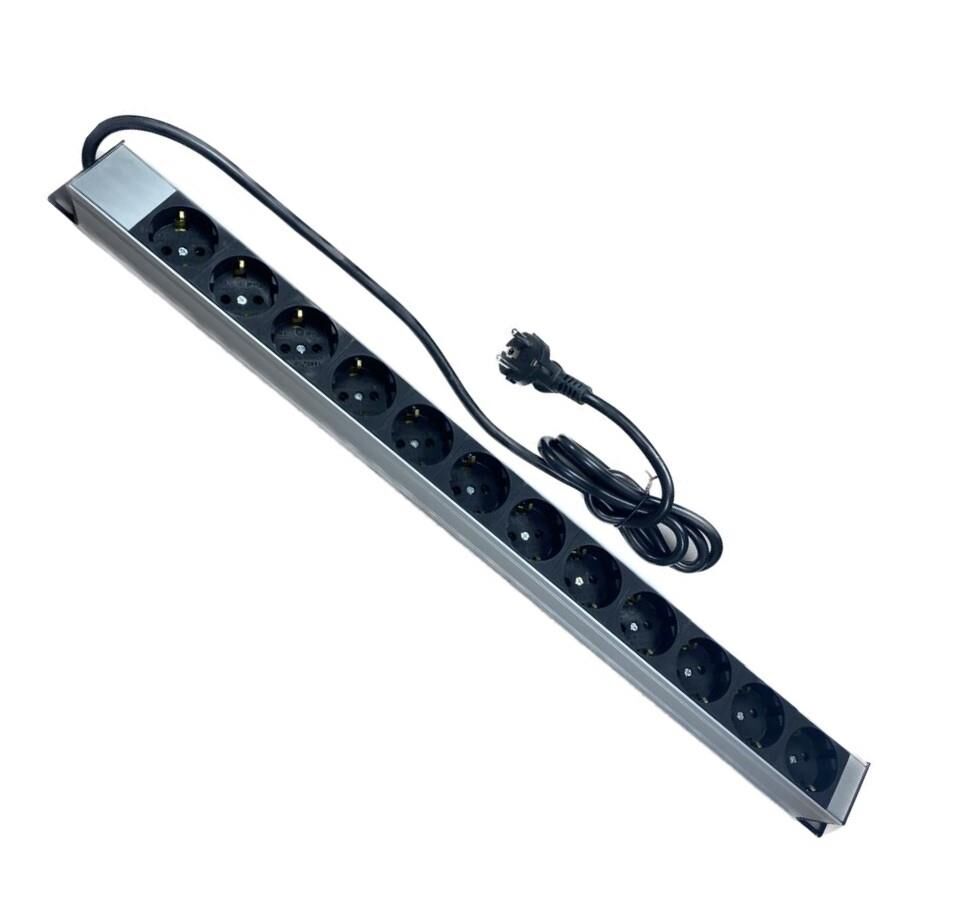 NE-AD 7040 12’li Alüminyum Gövdeli Grup Priz – 1,5 Metre Kablo, 16A 250V 4000W, Gümüş/Siyah, Dayanıklı ve Şık Tasarım