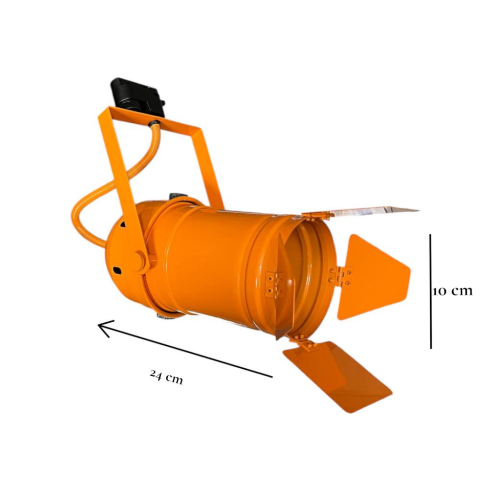 Par 30 Kanatlı Ray Spot Armatür Turuncu | E27 Duy | Uzun Flapalı Metal Kasa | Dekoratif Ray Aydınlatma
