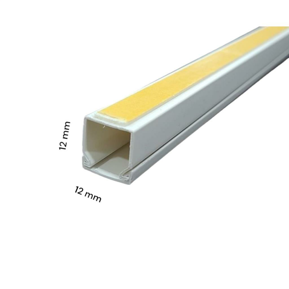 DE-PA 12x12 mm Kendinden Yapışkanlı Kablo Kanalı – 10 Metre PVC Plastik – Yerli Üretim