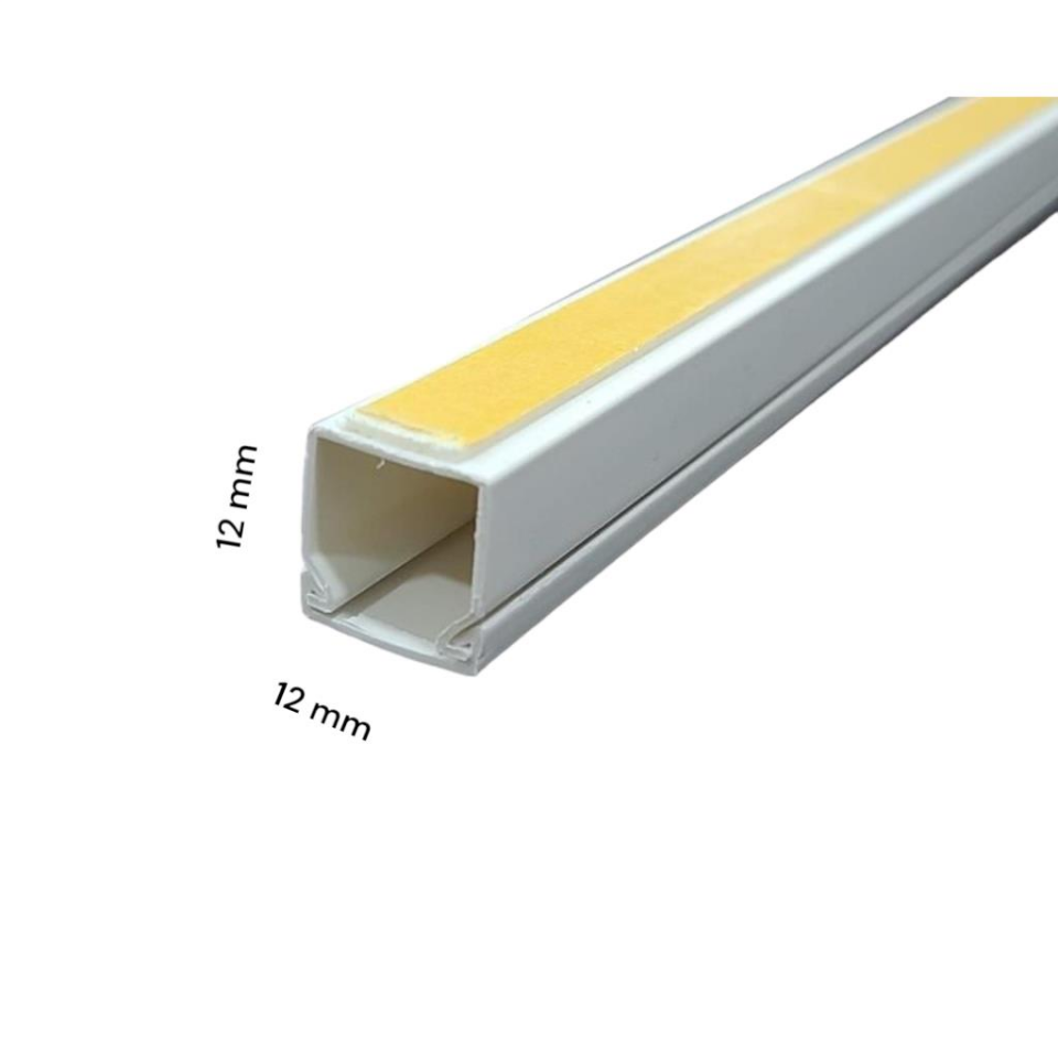 DE-PA 12x12 mm Kendinden Yapışkanlı Kablo Kanalı – 10 Metre PVC Plastik – Yerli Üretim