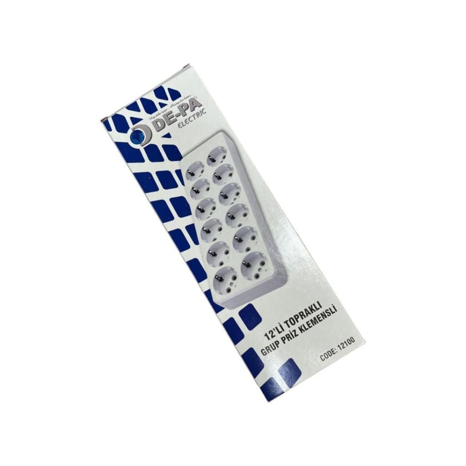 De-Pa 12’li Topraklı Kablosuz Grup Priz | Klemensli | 16A 250V | Yerli Üretim | Ürün Kodu: 12100