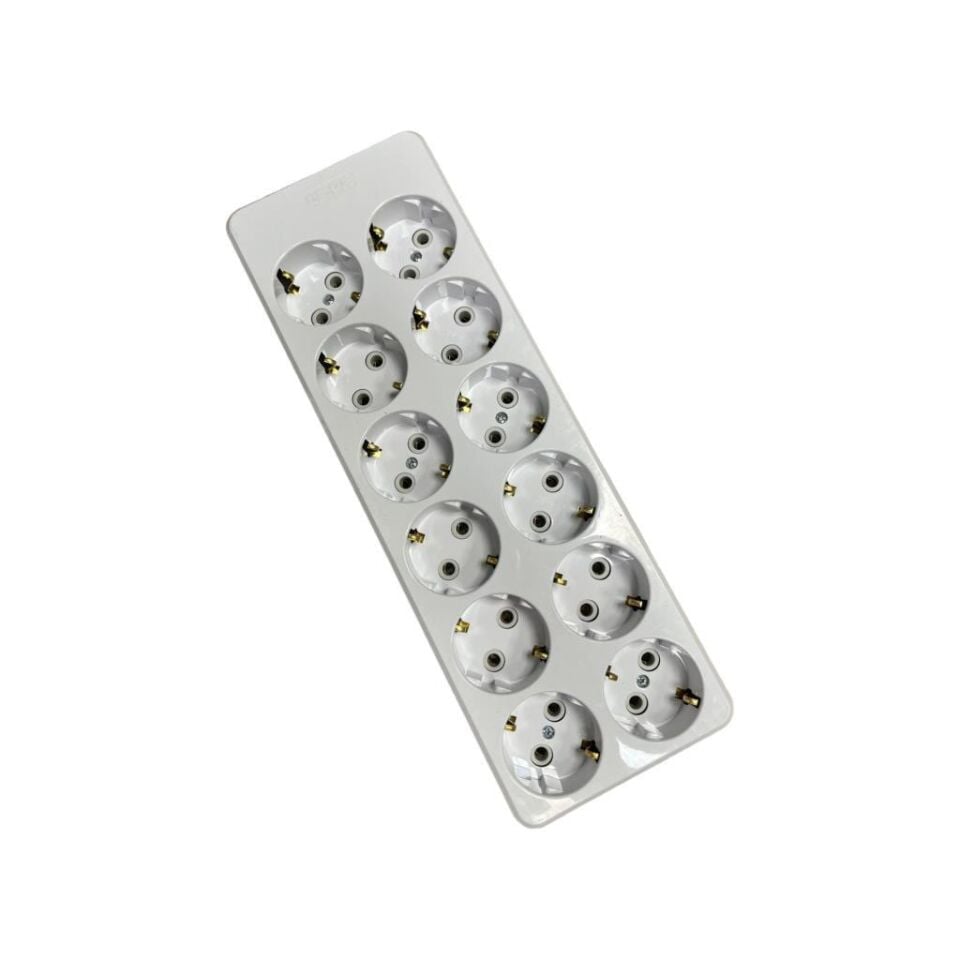 De-Pa 12’li Topraklı Kablosuz Grup Priz | Klemensli | 16A 250V | Yerli Üretim | Ürün Kodu: 12100