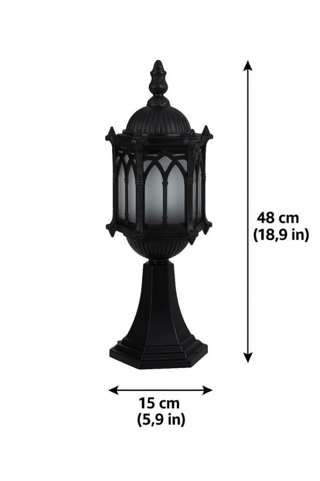 Şanlı ŞA 461 Set Üstü Bahçe Armatürü – 48 cm, E27 Duy, Alüminyum Gövde, Polikarbon Cam