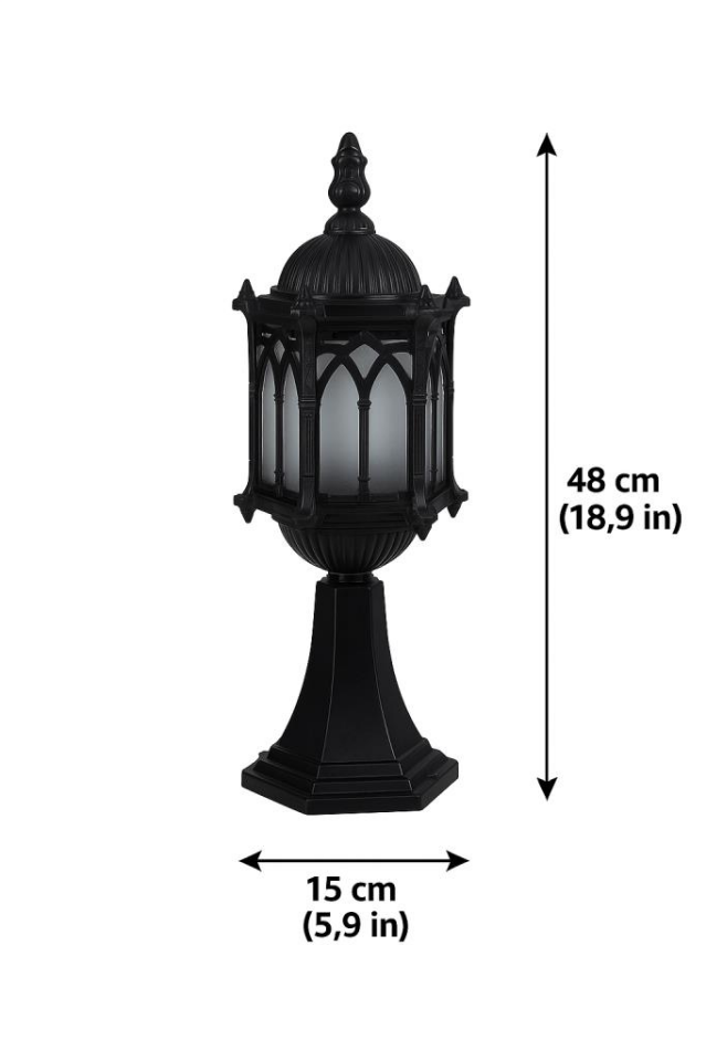 Şanlı ŞA 461 Set Üstü Bahçe Armatürü – 48 cm, E27 Duy, Alüminyum Gövde, Polikarbon Cam