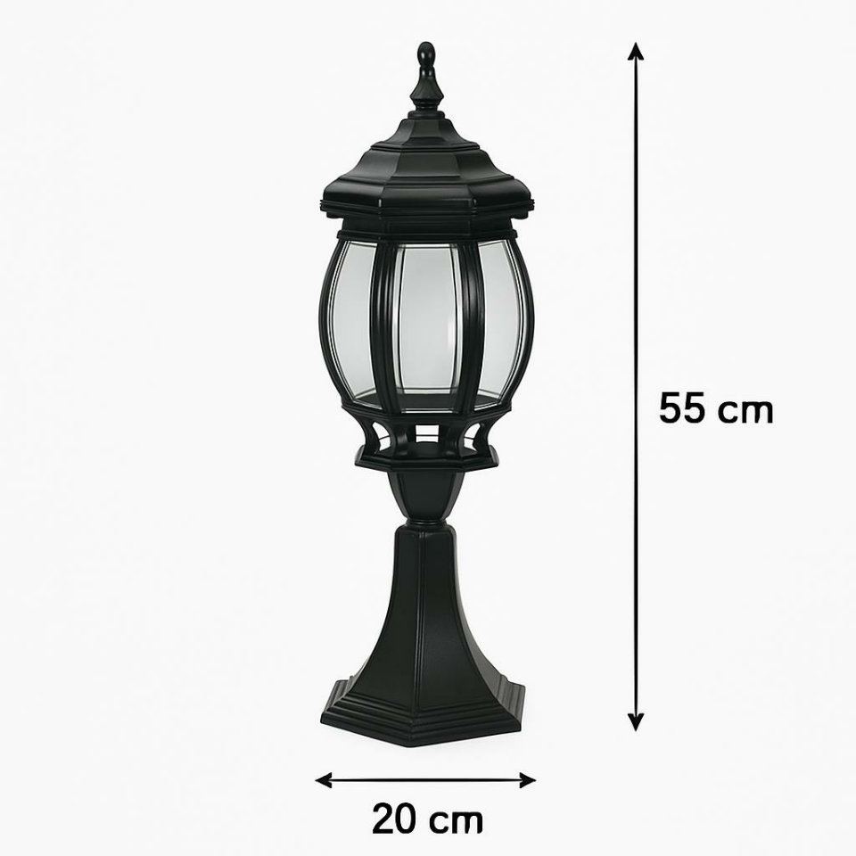 Şanlı Aydınlatma ŞA560 Set Üstü Bahçe Armatürü | Alüminyum Gövde | E27 Duy | 55 cm | Elektrostatik Boyalı | Polikarbon Camlı