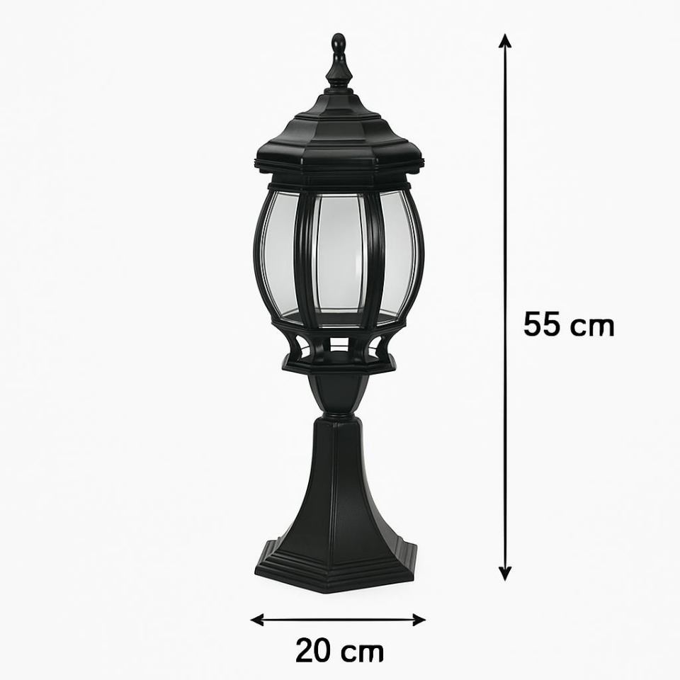 Şanlı Aydınlatma ŞA560 Set Üstü Bahçe Armatürü | Alüminyum Gövde | E27 Duy | 55 cm | Elektrostatik Boyalı | Polikarbon Camlı