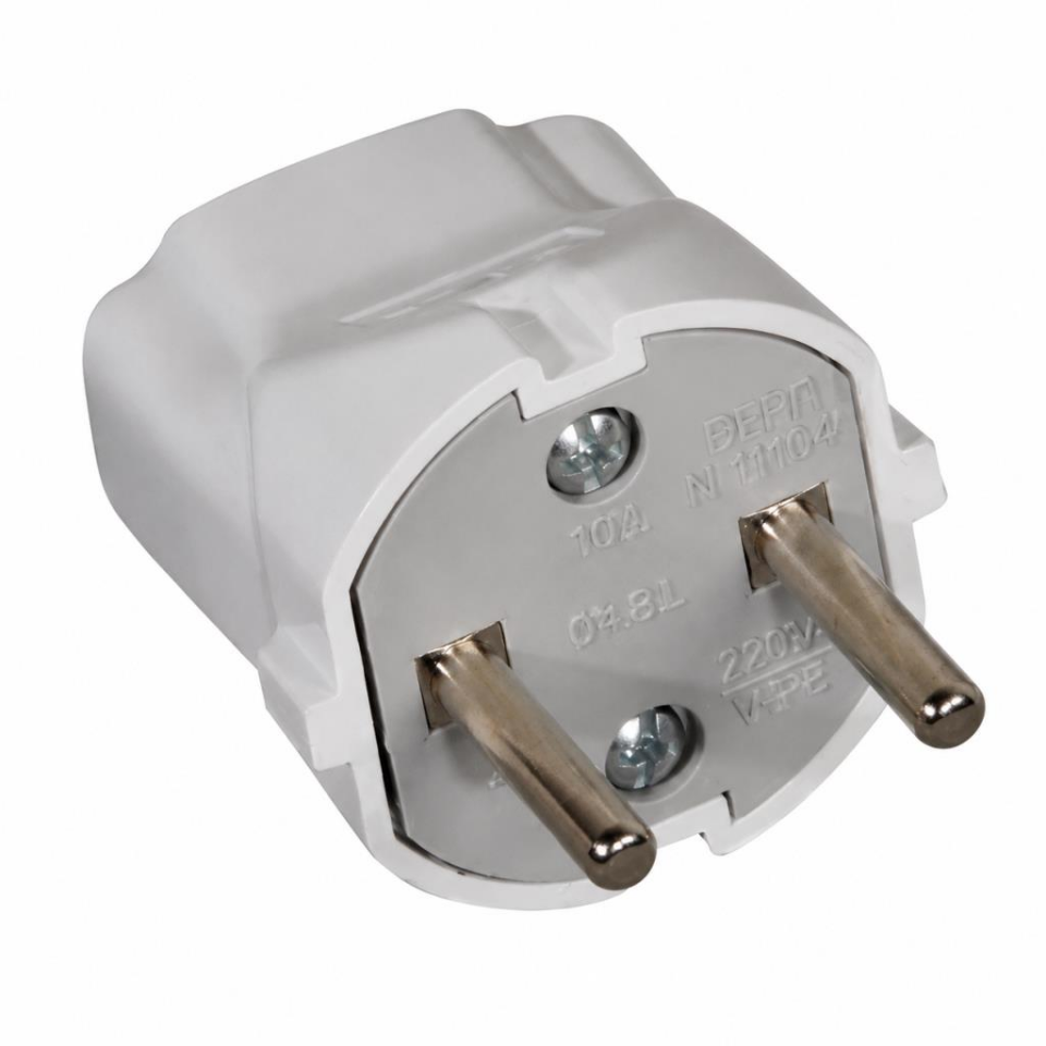 De-Pa 11104 Topraksız Erkek Fiş 10A 220-230V Elektrik Fişi Dayanıklı Priz Fişi