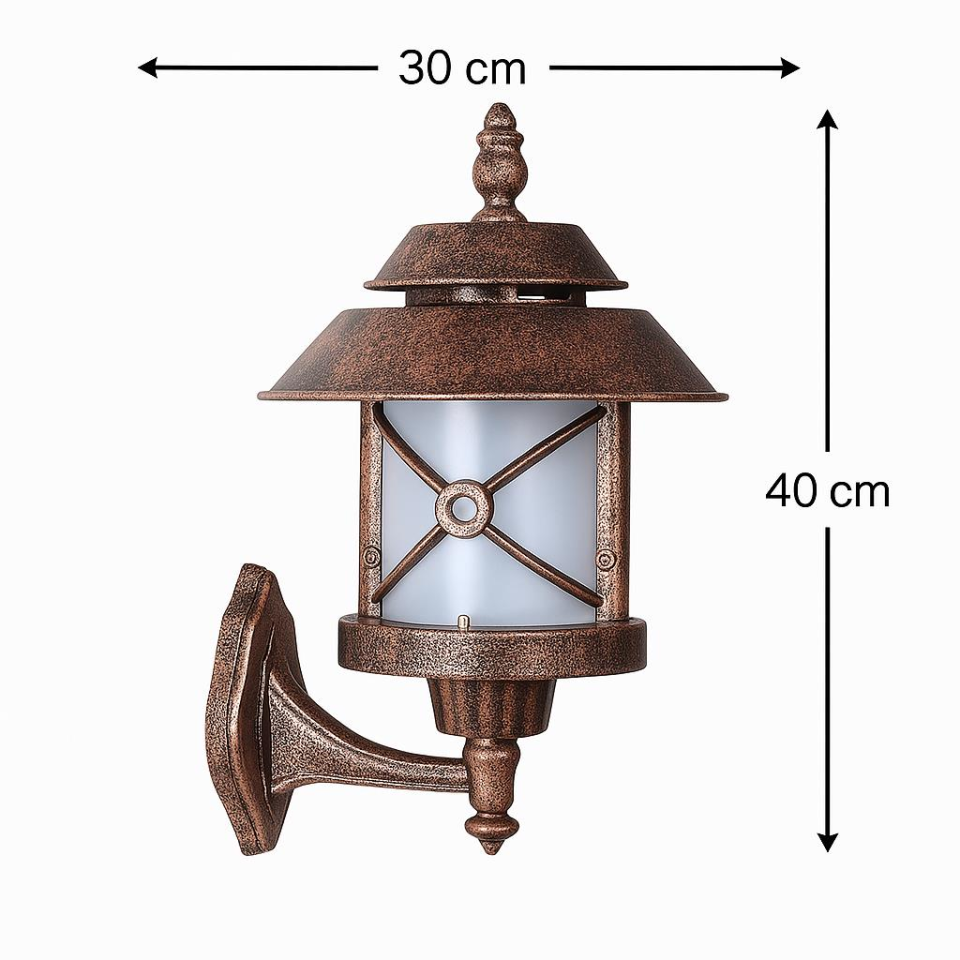 Şanlı Aydınlatma ŞA792 Bahçe Duvar Apliği | 40 cm Yükseklik | ABS Gövde | E27 Duy | Polikarbon Cam | Dış Mekan Aydınlatma