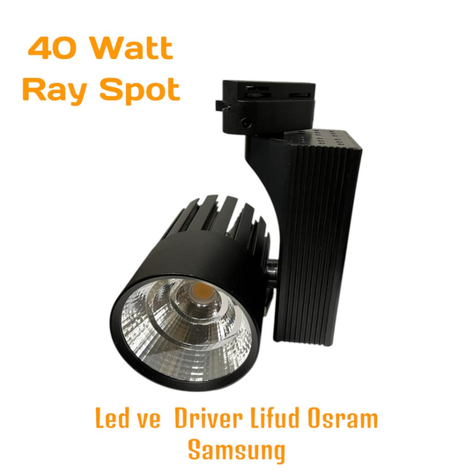 40 Watt Ledli Ray Spot Siyah Kasa Günışığı 3000K