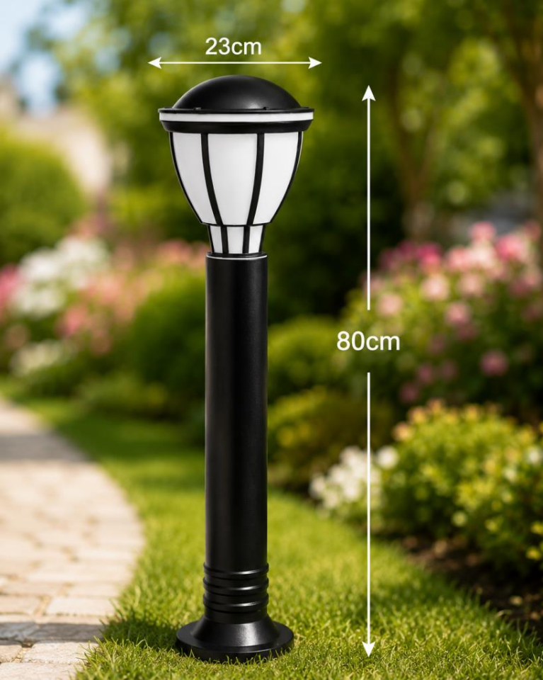 Zita Kupa 80 cm Bahçe Aydınlatma Armaturu E-27 Duylu IP54 Siyah / 230-80