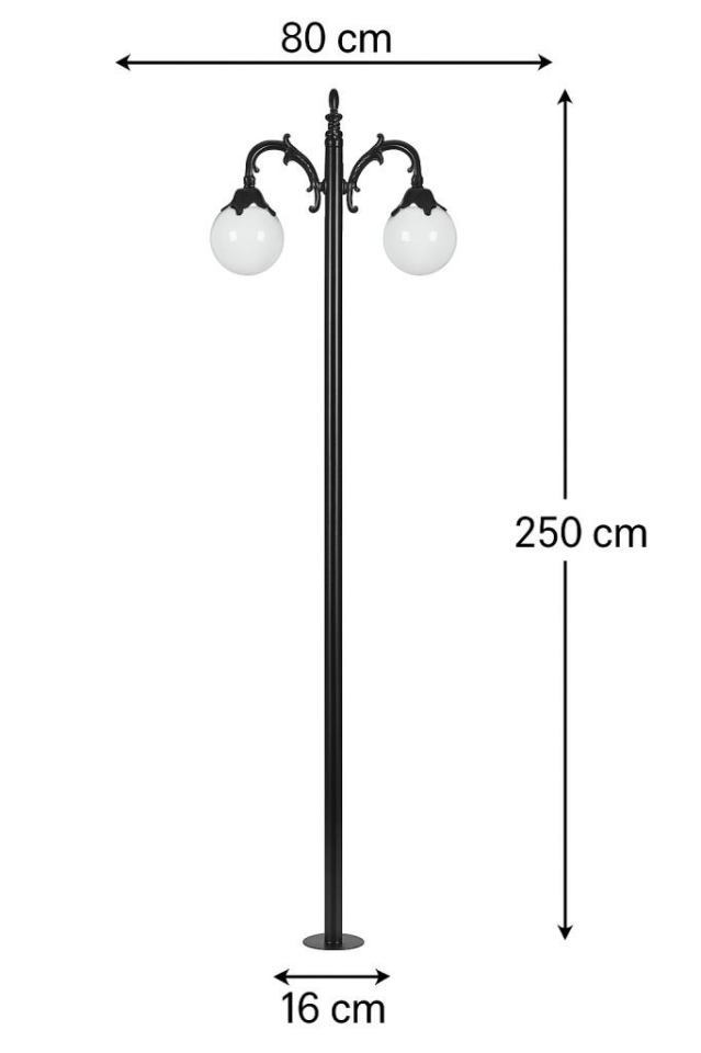 Şanlı Ş877 Bahçe ve Yol Aydınlatma Direği – 250 cm Boy, E27 Duy, Çelik Boru Gövde, Polietilen Cam, ABS Kollu