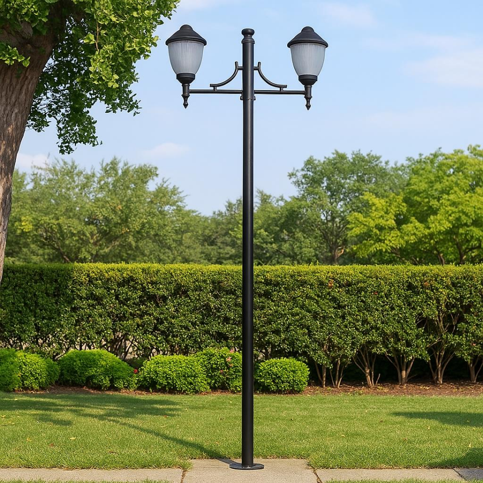 Şanlı 892 Bahçe Aydınlatma Direği | 260 cm | E27 Duy | Polikarbon Cam | Çelik Boru Gövde | ABS Kollu | Dış Mekan