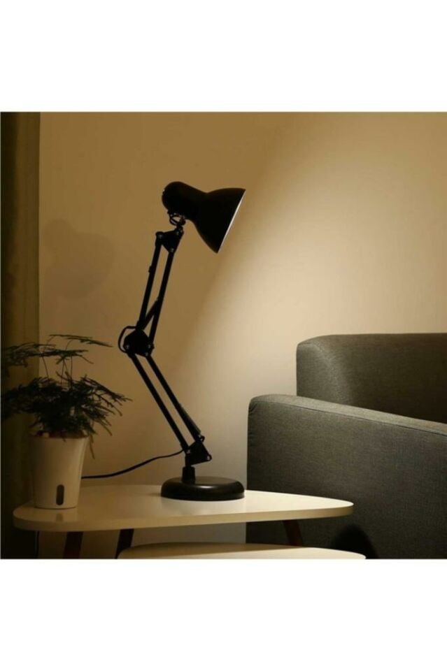 Siyah Akrobat Masa Lambası 360° Hareketli Noas Münih Çalışma Masası Lambası + Led Ampul