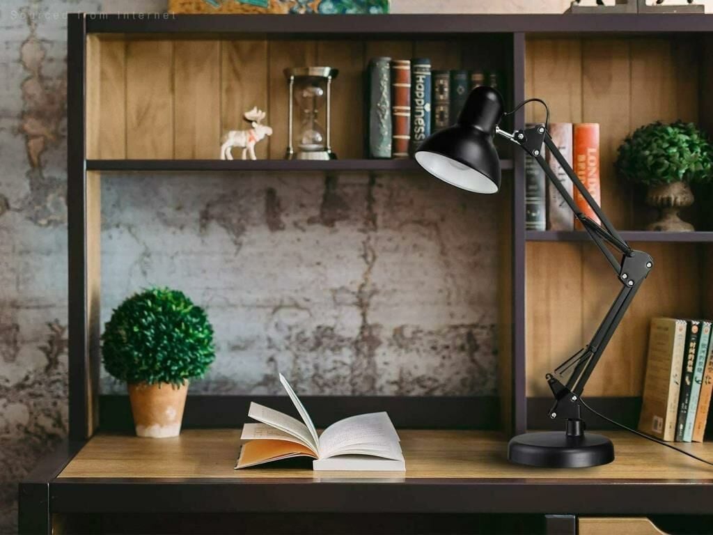 Siyah Akrobat Masa Lambası 360° Hareketli Noas Münih Çalışma Masası Lambası + Led Ampul