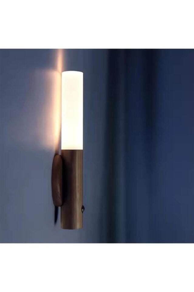 Kumru Ahşap Renk Şarjlı Hareket Sensörlü Cata LED Duvar Aplik Günışığı