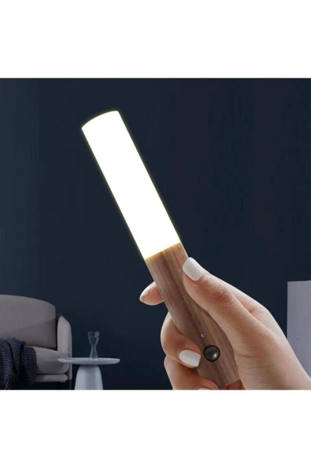 Kumru Ahşap Renk Şarjlı Hareket Sensörlü Cata LED Duvar Aplik Günışığı